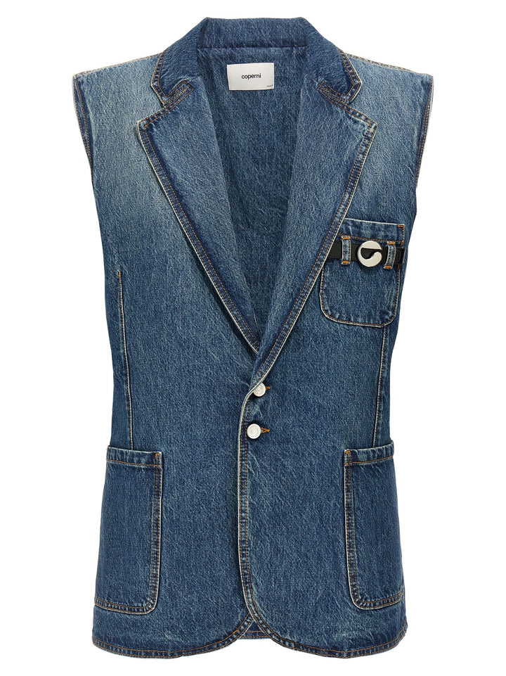 Coperni Blue Cotton Sleeveless Jacket