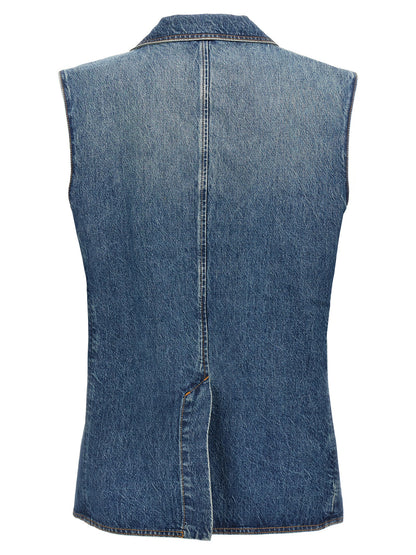 Coperni Blue Cotton Sleeveless Jacket