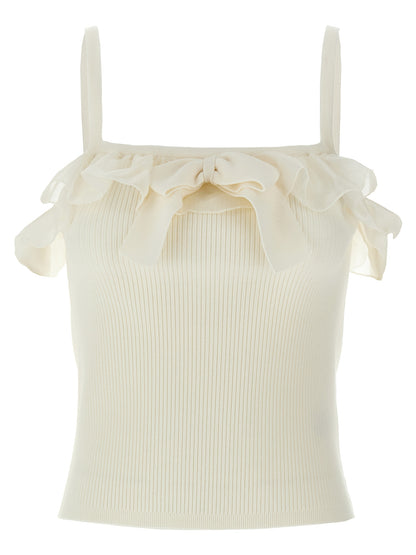 Alessandra Rich White Wool Sleeveles T-Shirt