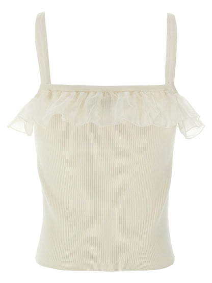 Alessandra Rich White Wool Sleeveles T-Shirt