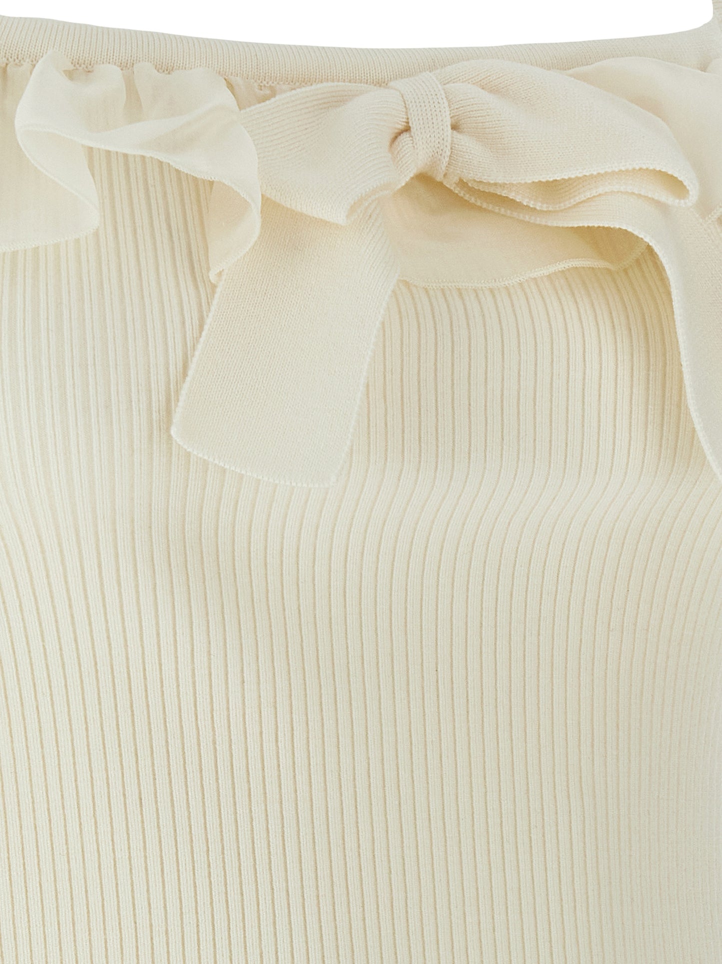 Alessandra Rich White Wool Sleeveles T-Shirt