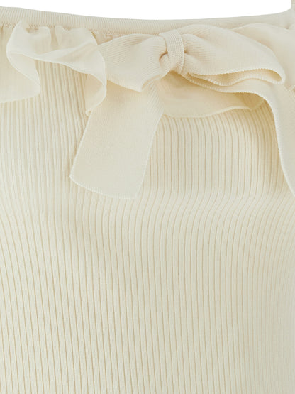 Alessandra Rich White Wool Sleeveles T-Shirt