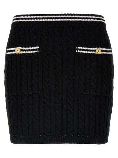 Alessandra Rich Bicolor Cotton Long Skirt