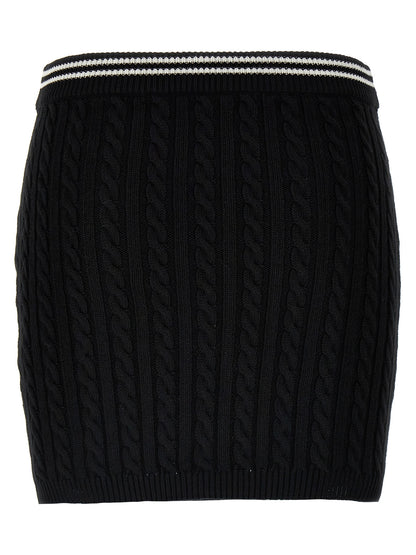 Alessandra Rich Bicolor Cotton Long Skirt