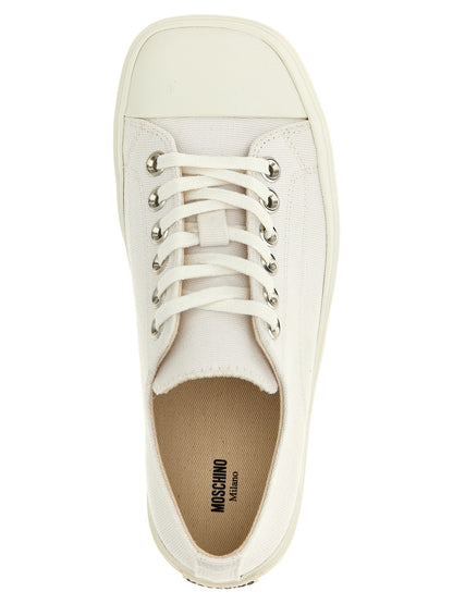 Moschino White Cotton Low Top Sneakers