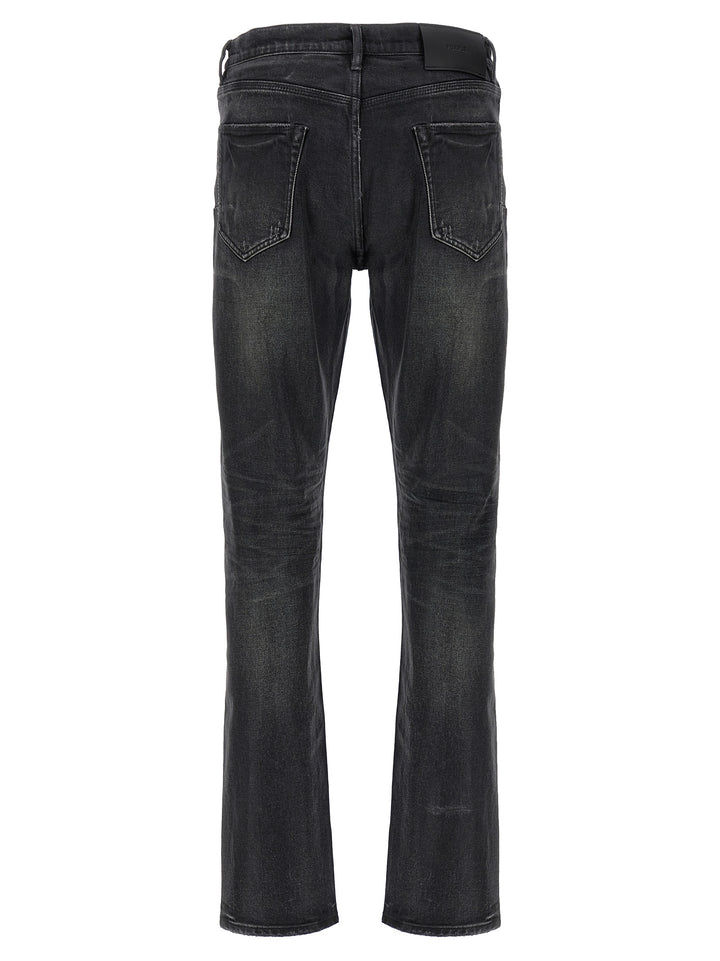 PURPLE Black Cotton Straight-Leg Jeans