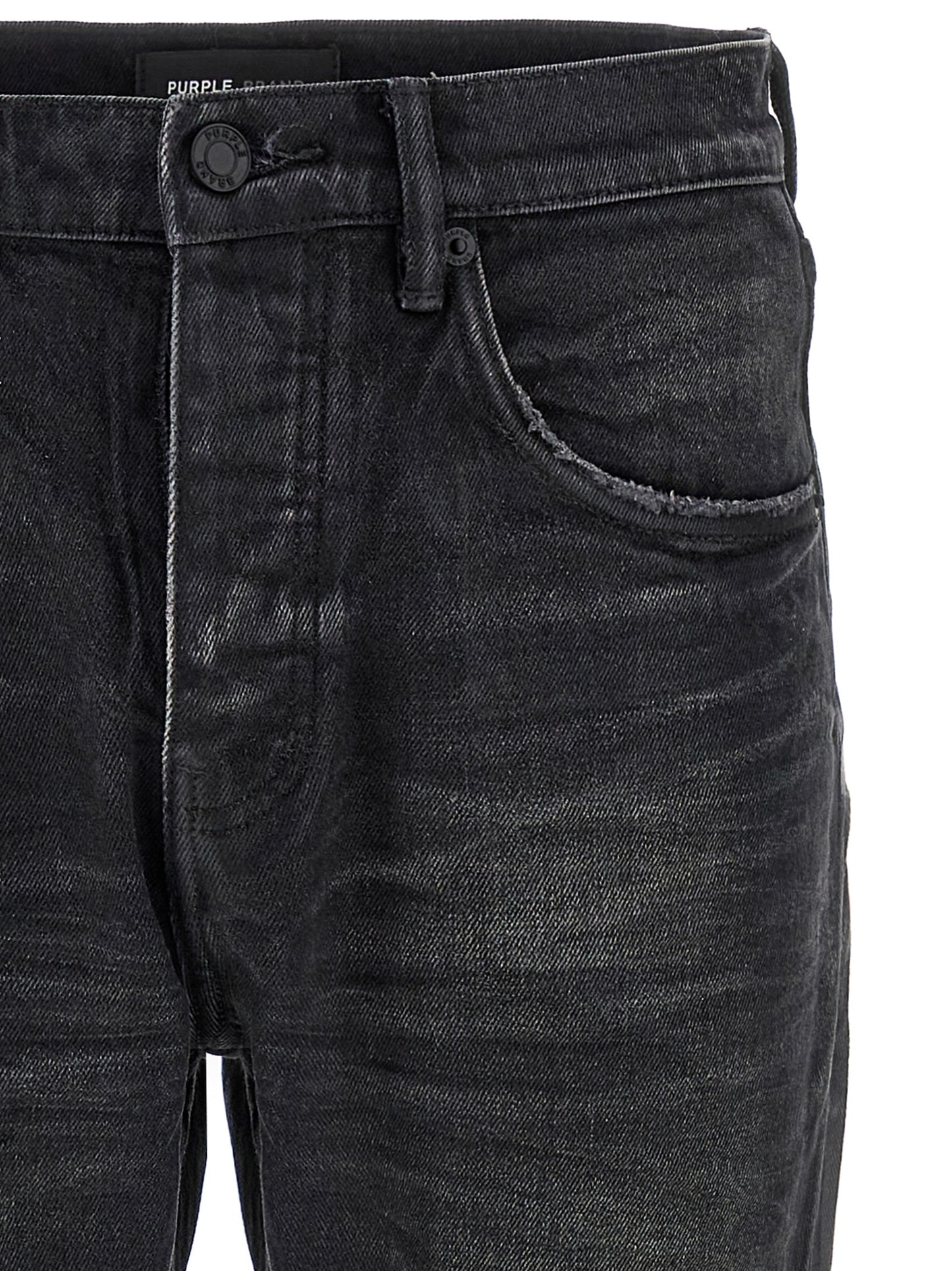 PURPLE Black Cotton Straight-Leg Jeans