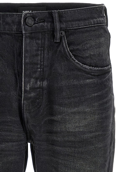 PURPLE Black Cotton Straight-Leg Jeans