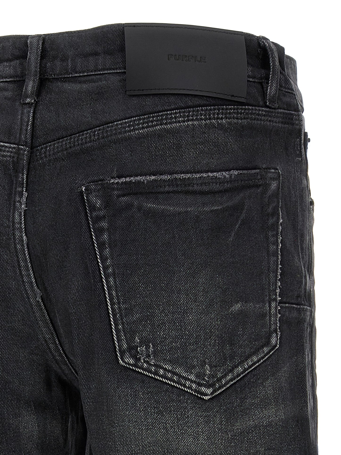 PURPLE Black Cotton Straight-Leg Jeans