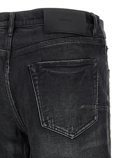 PURPLE Black Cotton Straight-Leg Jeans