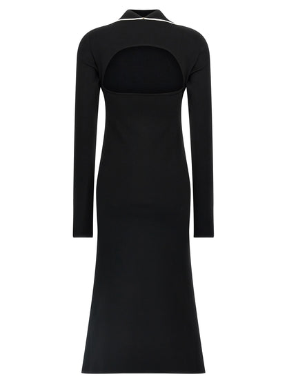Sportmax Bicolor Viscose Midi Dress