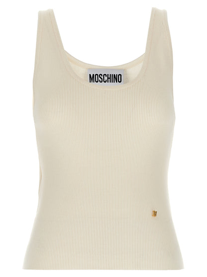 Moschino White Virgin Wool Sleeveles T-Shirt