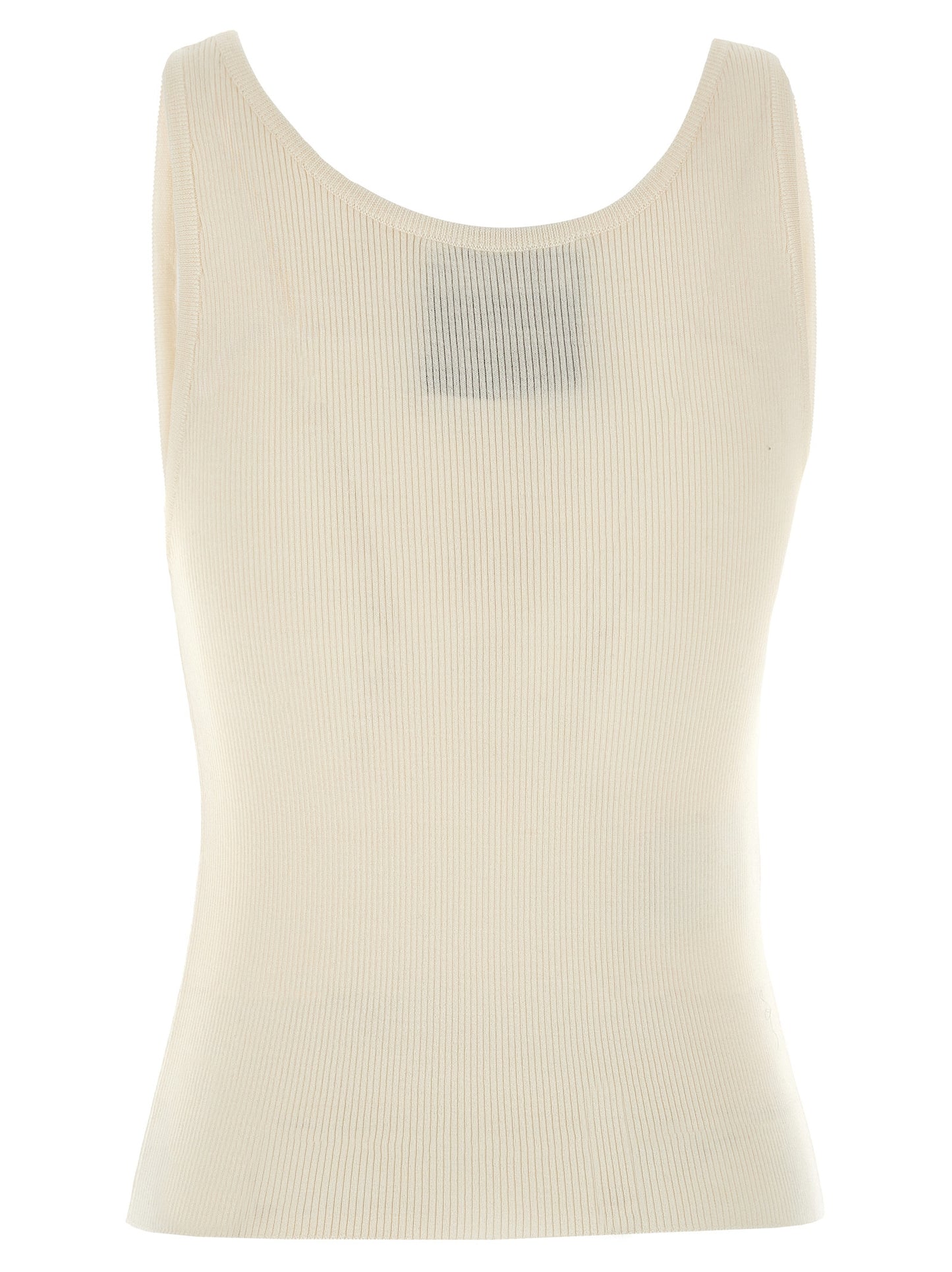 Moschino White Virgin Wool Sleeveles T-Shirt