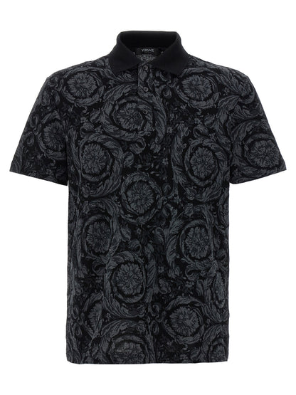 Versace Gray Cotton Polo Shirt
