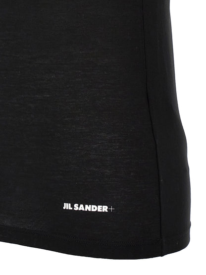 Jil Sander Black Cotton Sleeveles T-Shirt