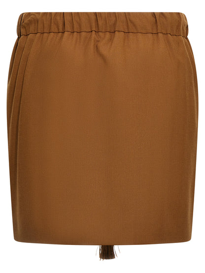 Max Mara Brown Virgin Wool Long Skirt