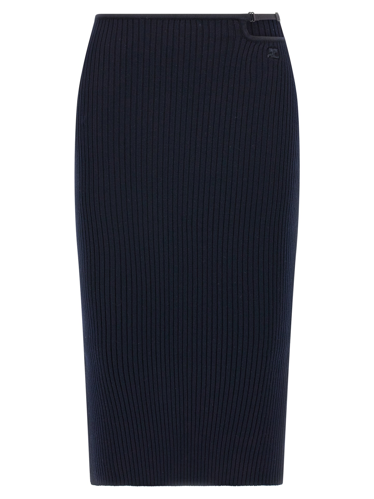 Courrèges Blue Viscose Midi Skirt