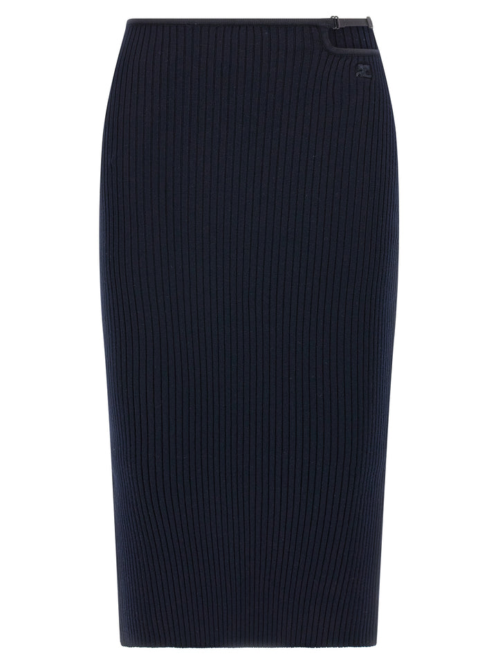 Courrèges Blue Viscose Midi Skirt