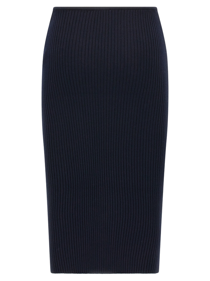 Courrèges Blue Viscose Midi Skirt