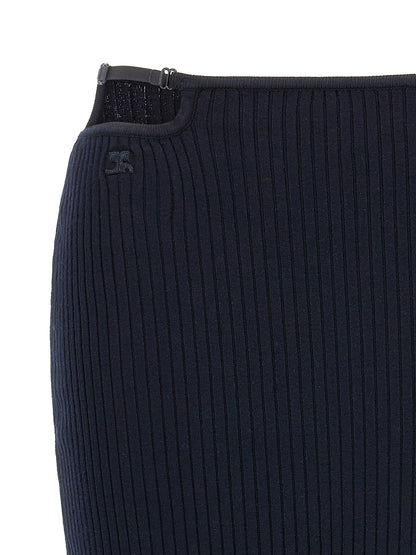 Courrèges Blue Viscose Midi Skirt