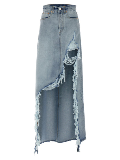 Vetements Blue Cotton Mini Skirt