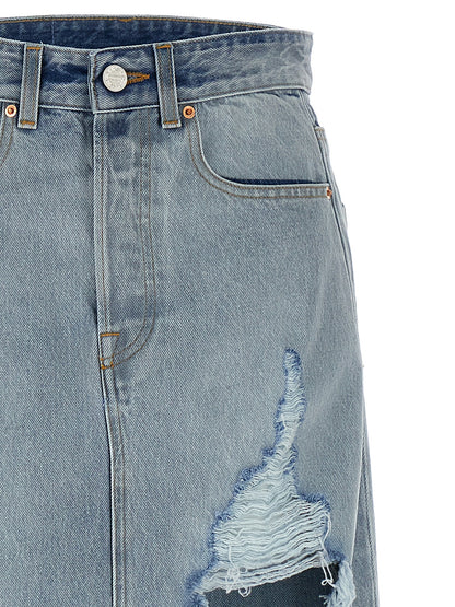 Vetements Blue Cotton Mini Skirt