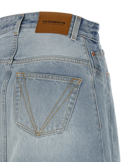 Vetements Blue Cotton Mini Skirt