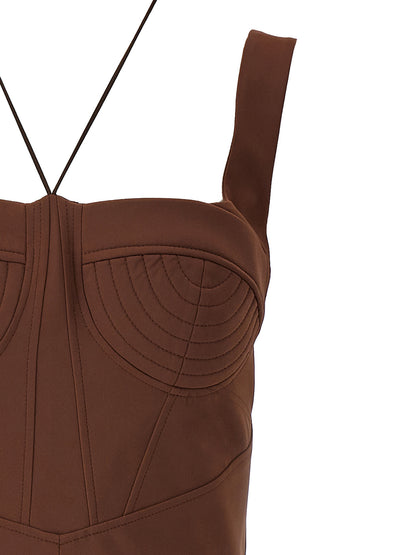 Nensi Dojaka Brown Polyamide Short Dress