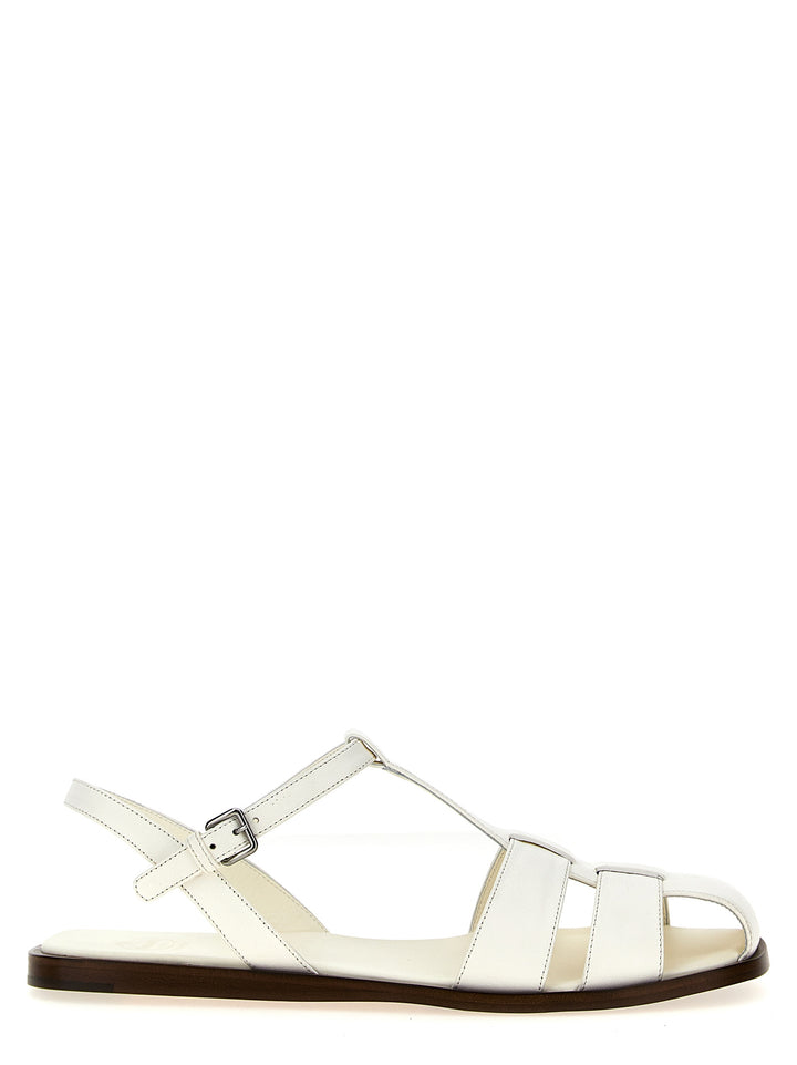 Church's White Lamb Leather Flat Sandals