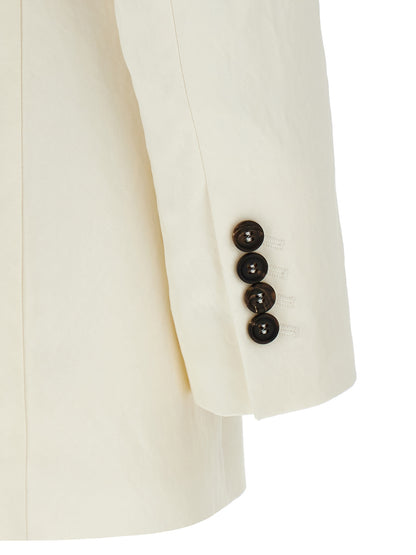 Brunello Cucinelli White Straw Blazer