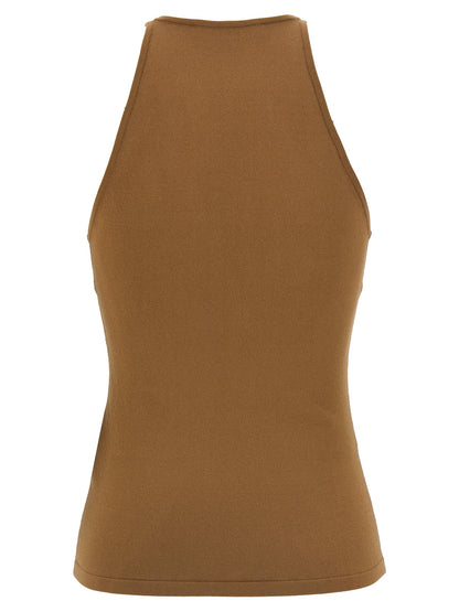 Max Mara Brown Viscose Sleeveles T-Shirt