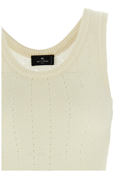 Etro White Silk Sleeveles T-Shirt