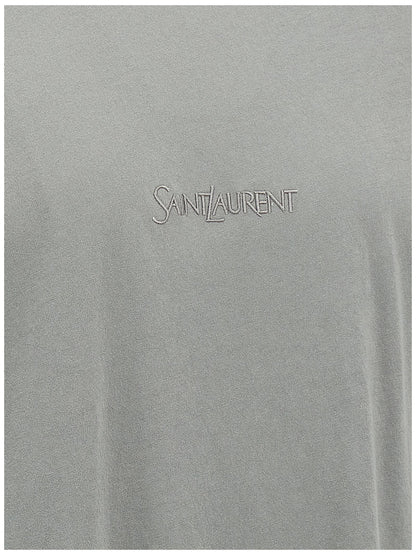 Saint Laurent Gray Cotton T-Shirt