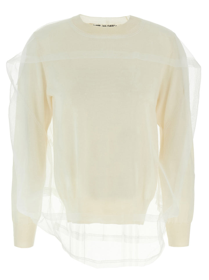 Comme Des Garçons White Wool Cardigan