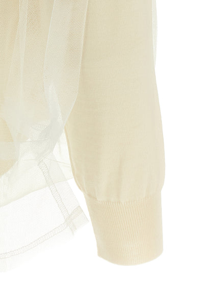 Comme Des Garçons White Wool Cardigan