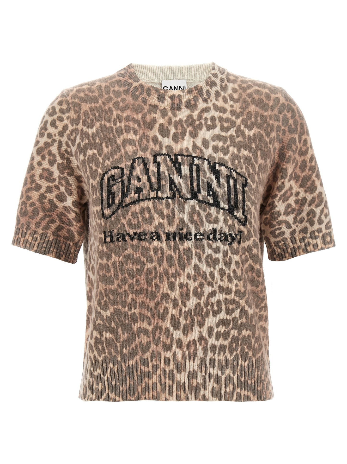Ganni Brown Wool T-Shirt