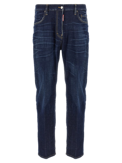 Dsquared² Blue Cotton Straight-Leg Jeans