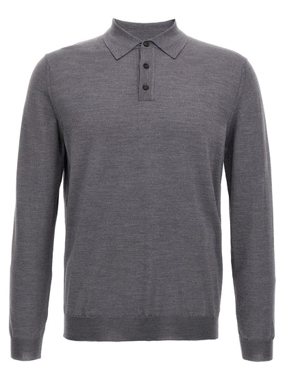 ZANONE Gray Virgin Wool Polo Shirt
