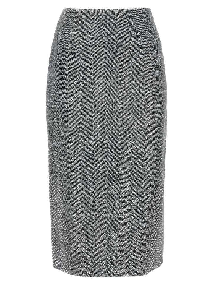Ermanno Scervino Gray Silk Midi Skirt