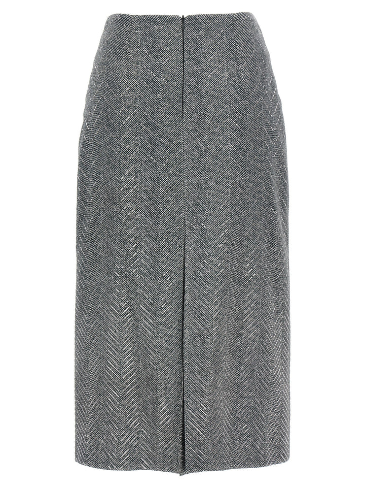 Ermanno Scervino Gray Silk Midi Skirt