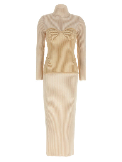 Jean Paul Gaultier Beige Merino Wool Long Dress