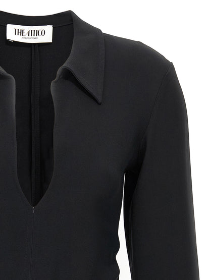The Attico Black Marabou Short Dress