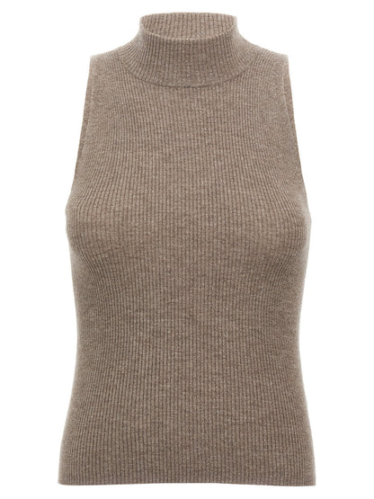 Brunello Cucinelli Brown Cashmere Sleeveles Sweater