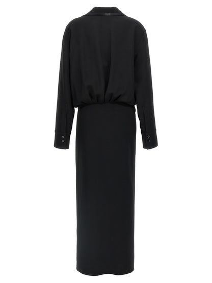 The Attico Black Marabou Midi Dress