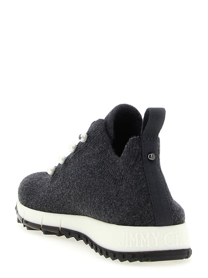 Jimmy Choo Black Tencel Low Top Sneakers