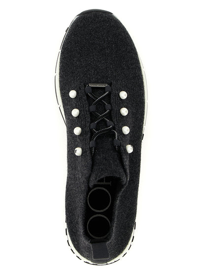 Jimmy Choo Black Tencel Low Top Sneakers