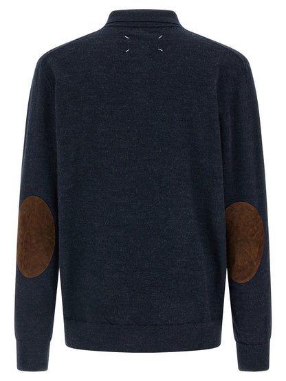 Maison Margiela Blue Wool Polo Shirt