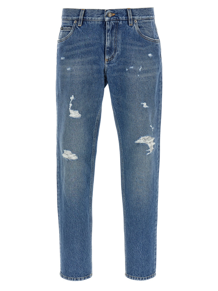 Dolce & Gabbana Blue Cotton Straight-Leg Jeans