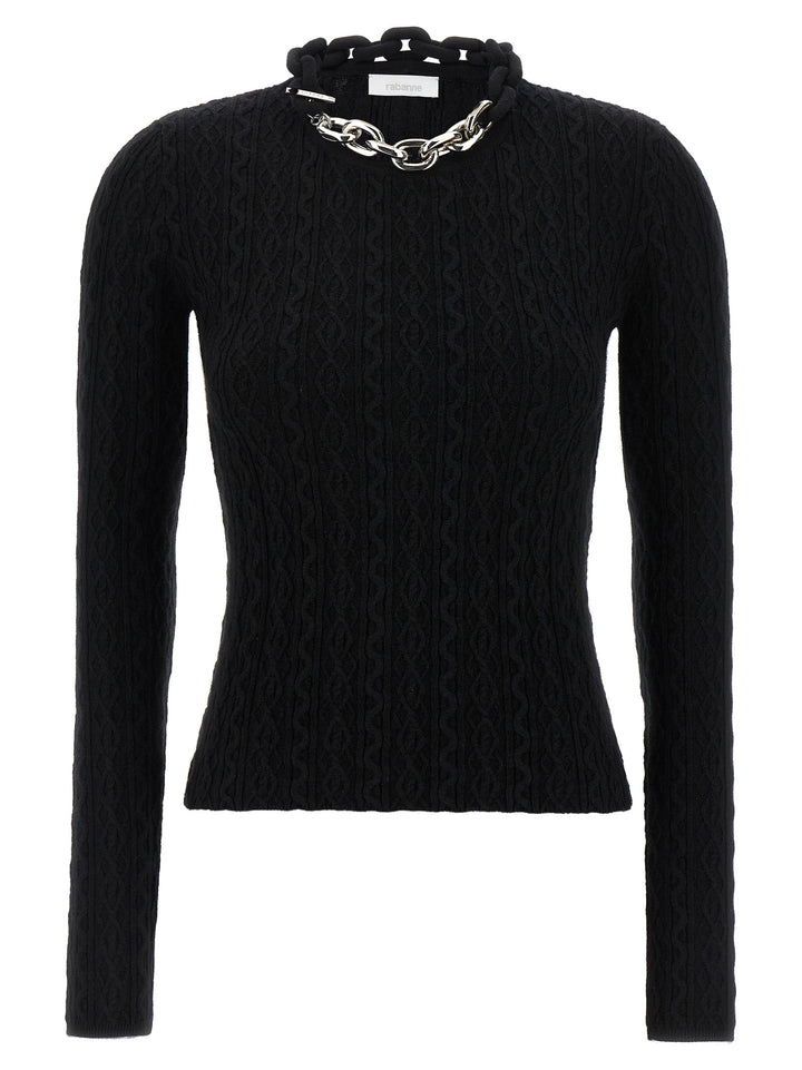 Paco Rabanne Black Wool Cardigan