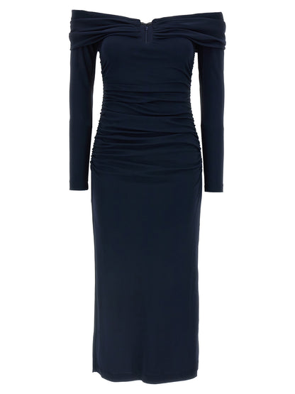 Carolina Herrera Blue Marabou Midi Dress